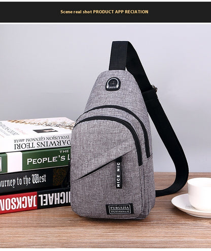 Casual Youth Korean Style Shoulder Bag Men's Oxford Cloth Messenger Bag Light Gray Infinite Avenue