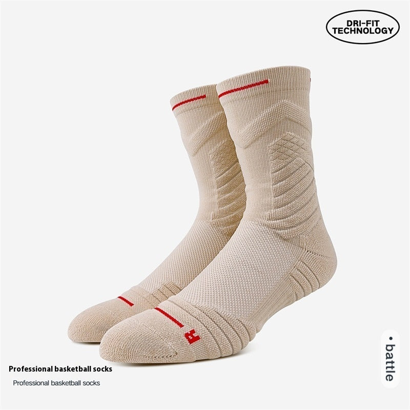 Knee-High White Basketball Socks – Long Tube Khaki Free Size Infinite Avenue