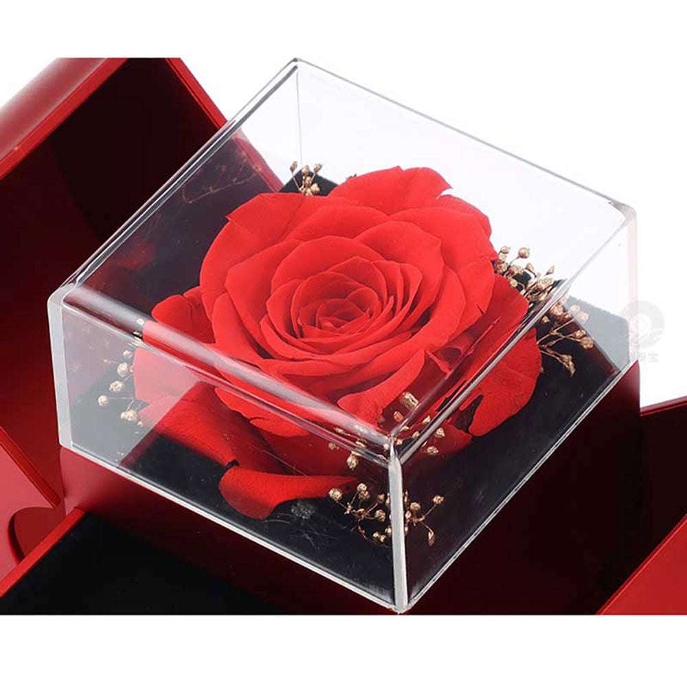 Fashion Jewelry Box Red Apple Christmas Gift Necklace Eternal Rose For Girl Mother's Day Valentine's Day Gifts With Artificial Flower Rose Flower Jewelry Box Infinite Avenue