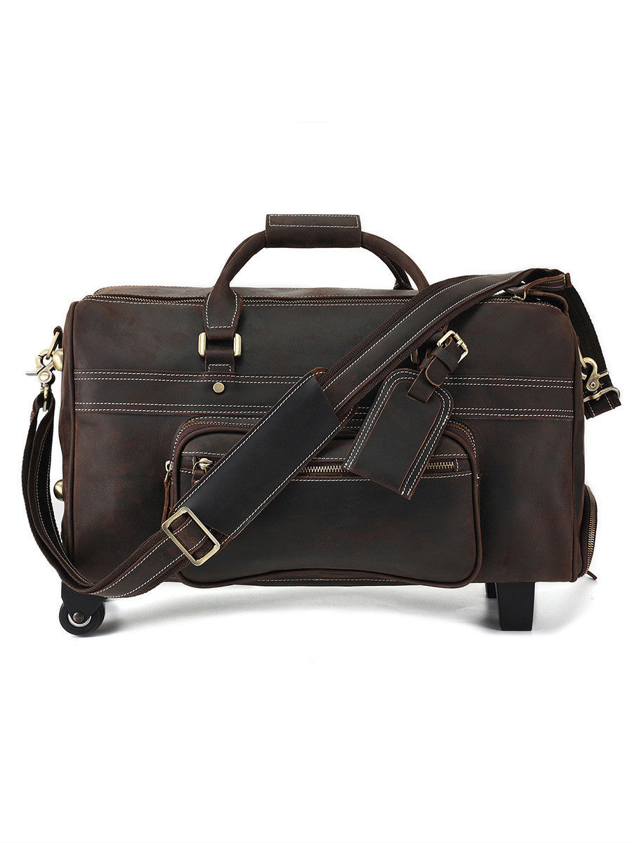 Leather Retro Portable Travel Bag For Men Crazy Horse Brown Infinite Avenue