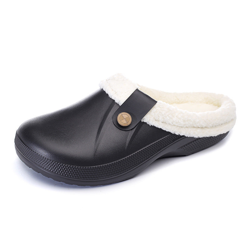 Female Plus Size Fleece-lined Home Cotton Slippers Black Infinite Avenue