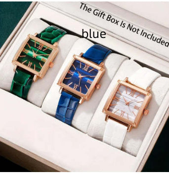 Square Watch Affordable Luxury Fashion Bamboo Pattern Blue Infinite Avenue