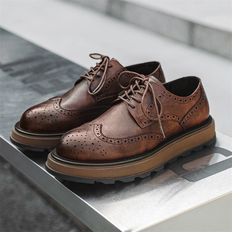 Carved Business Commute Casual Leather Shoes Infinite Avenue