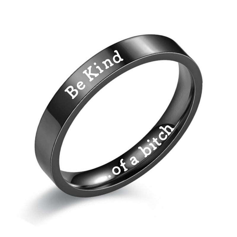 Stainless Steel Jewelry 4mm Wide Flat Ring Black Infinite Avenue