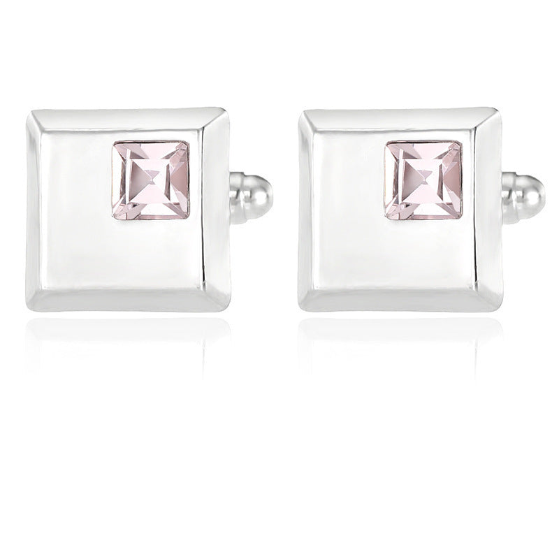 Alloy Spot Drill Fashion Men's Square Cufflinks XK1538 Pink Alloy Infinite Avenue