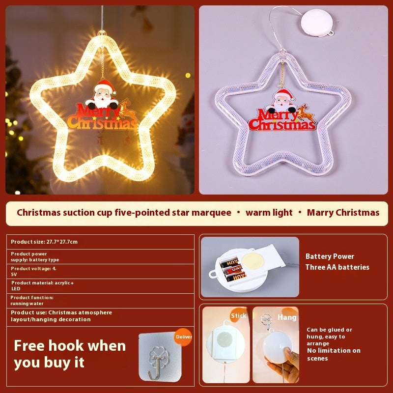 LED Christmas Star Pendant – Holiday Window & Door Decoration Merry Christmas Battery Type Infinite Avenue