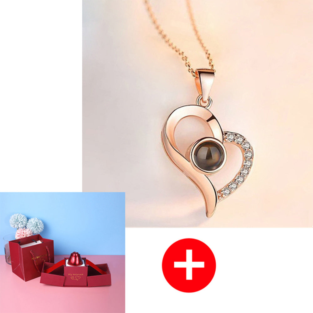 Hot Valentine's Day Gifts Metal Rose Jewelry Gift Box Necklace For Wedding Girlfriend Necklace Gifts Necklace set B Infinite Avenue