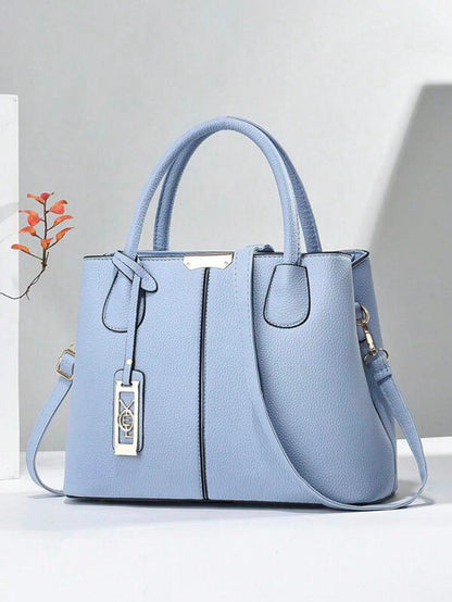 One-shoulder Crossbody Iron Pendant Decorative Large Capacity Handbag Sky Blue Infinite Avenue