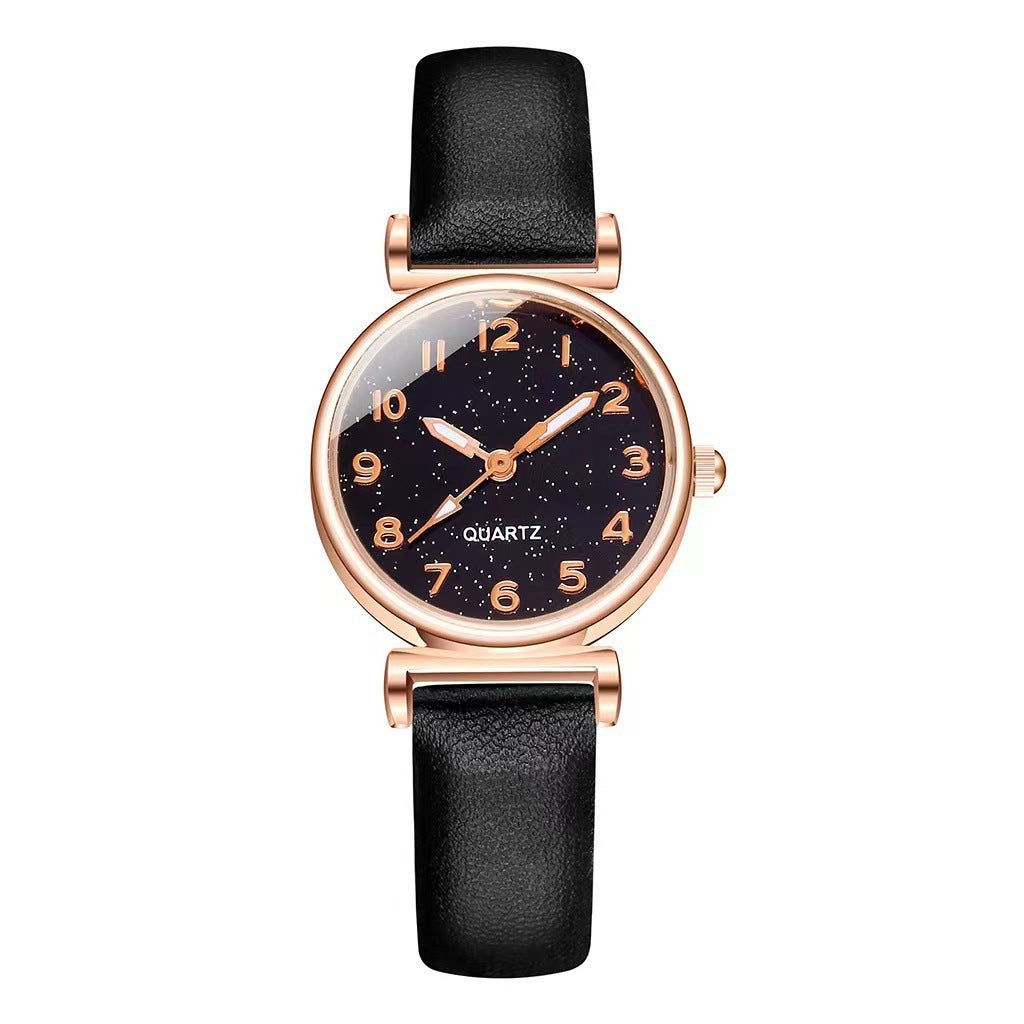 Lady Temperament Heart Bracelet Quartz Watch Suit Digital Black Surface Infinite Avenue