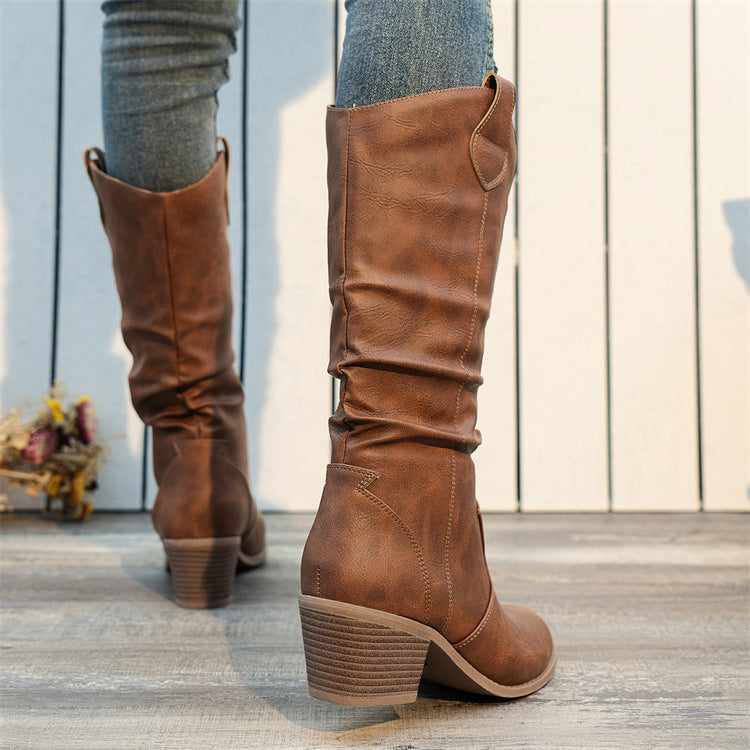 Fashion Personality Round Toe High Heel Women's Boots Infinite Avenue