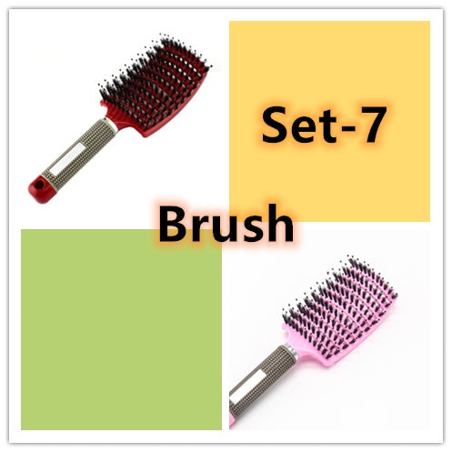 Hairbrush Anti Klit Brushy Haarborstel Women Detangler Hair Brush Bristle Nylon Scalp Massage Teaser Hair Brush Comb Set 7 Brush Set Infinite Avenue