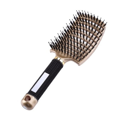 Hairbrush Anti Klit Brushy Haarborstel Women Detangler Hair Brush Bristle Nylon Scalp Massage Teaser Hair Brush Comb Golden black Brush Infinite Avenue