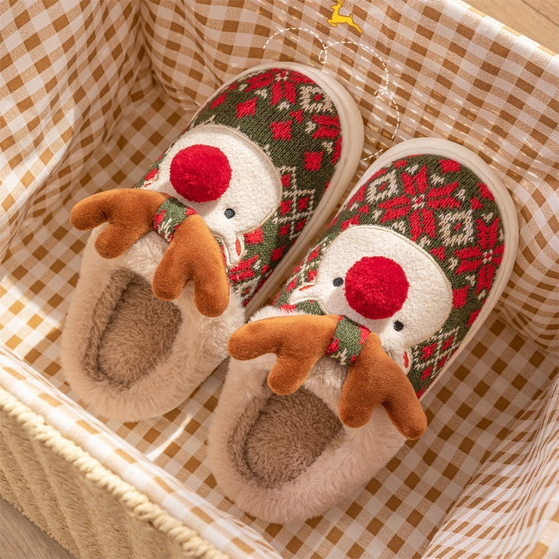 Women’s Cute Elk Plush Slippers – Non-Slip Winter House Shoes Infinite Avenue