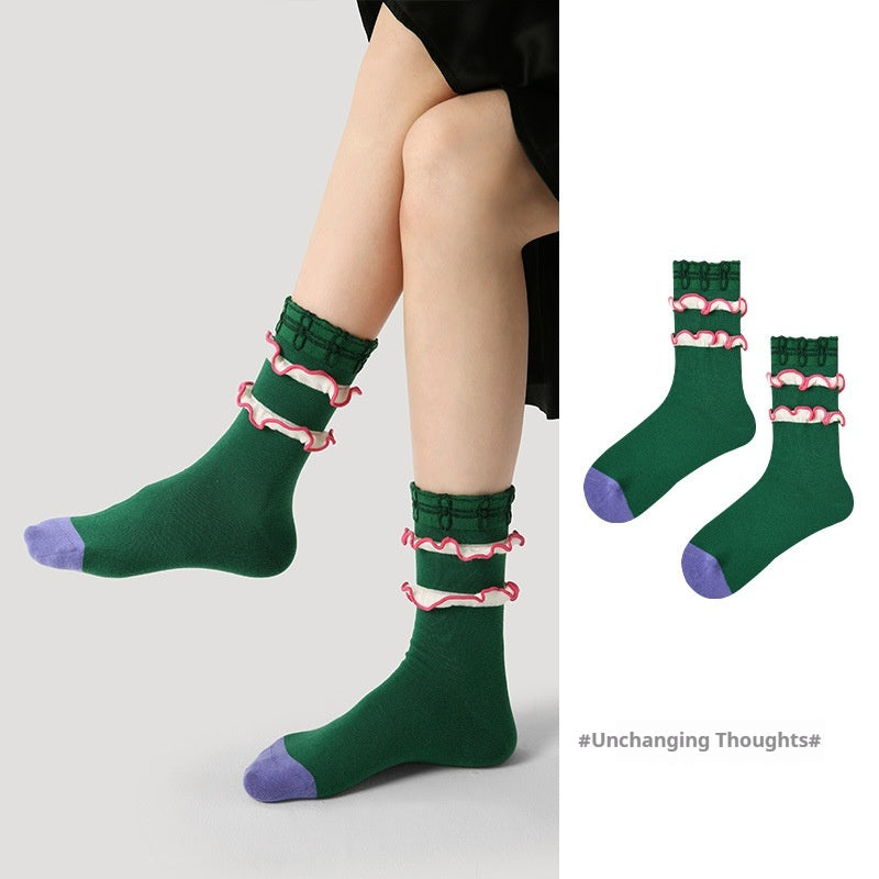 Vintage Court Style Mid-Length Socks Unchanging Thoughts Average Size Infinite Avenue