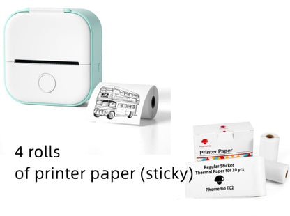 Portable Mini Thermal Label & Photo Printer – Bluetooth Compatible Green set USB Infinite Avenue