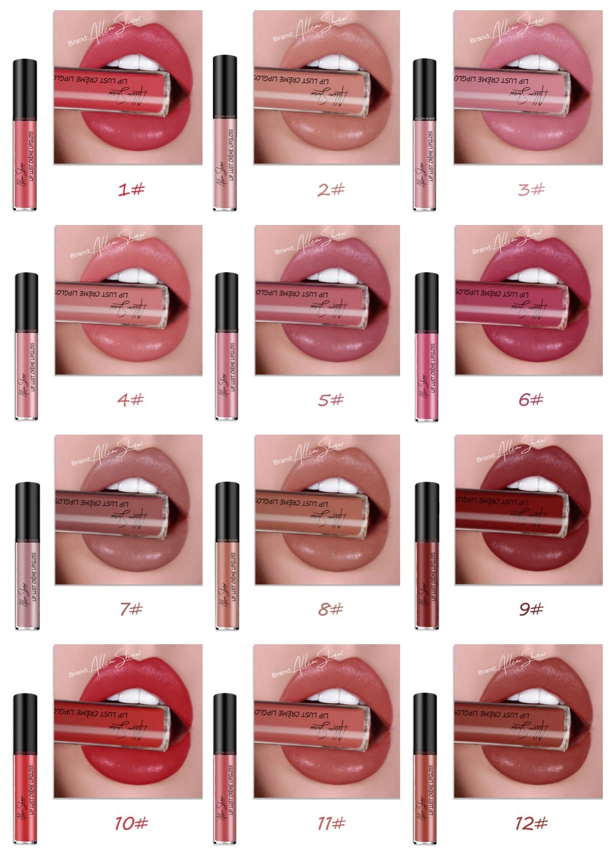 Silky Cream Lip Gloss – Cross-Border Exclusive 12 Piece Set Infinite Avenue