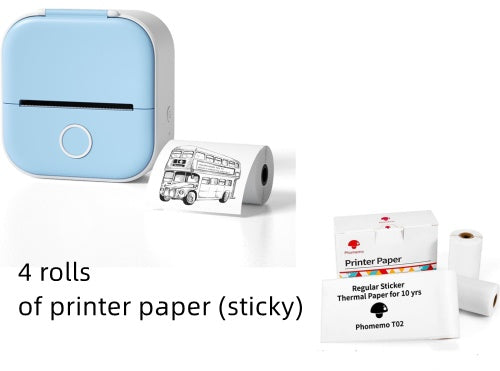 Portable Mini Thermal Label & Photo Printer – Bluetooth Compatible Blue set USB Infinite Avenue