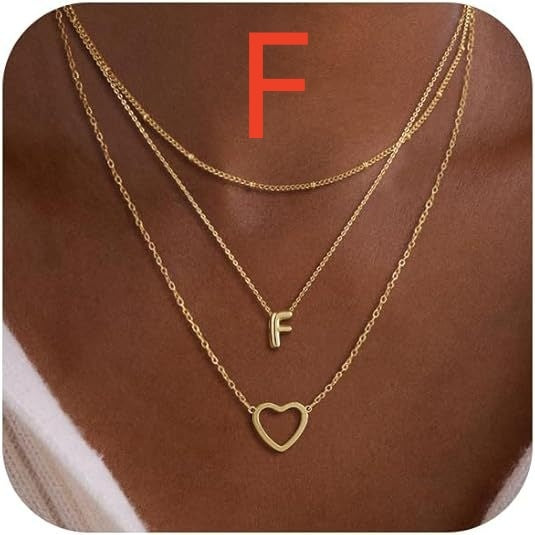 Bubble 26 Letter Necklace Stainless Steel Multi-layer Initial Letter Safety Pin Style 4 F Infinite Avenue