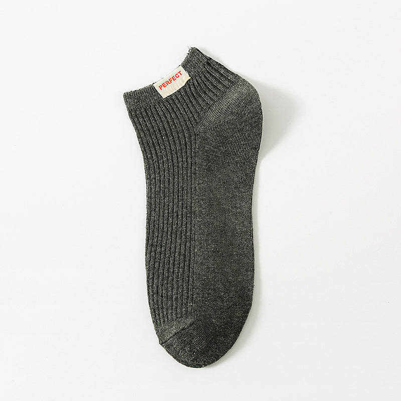 Men's Solid Color Calibration Socks – Double Needle Cotton Dark Gray Free Size Infinite Avenue