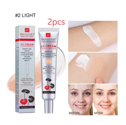 Moisturizing Correcting CC Cream Waterproof Anti-sweat Makeup Before Concealer Lasting Women Makeup Protect Skin Erborian Make 2 Light Color 2PCS Infinite Avenue