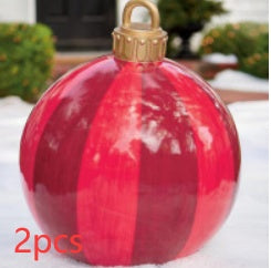 60CM Inflatable PVC Christmas Ball – Outdoor Tree Ornament Red stripes 2PCS 60cm Infinite Avenue