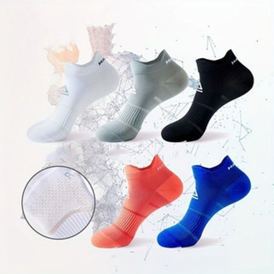 5 Pairs Unisex Sports Socks – Elastic, Breathable & Sweat-Wicking Black White Gray Pink Blue Infinite Avenue