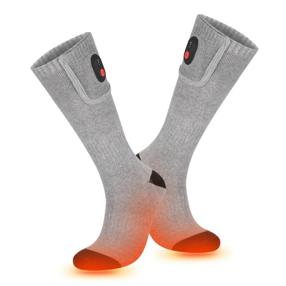 Electric Heated Cotton Socks – Warm Skiing Socks for Men & Women Gray and Black Thin Socks Free Size Infinite Avenue