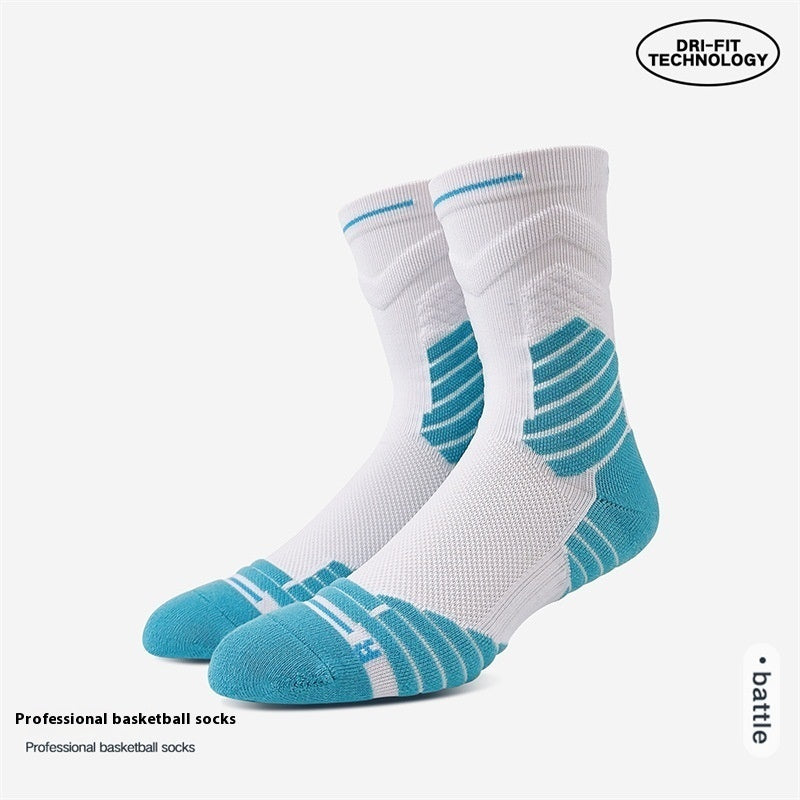 Knee-High White Basketball Socks – Long Tube White and Blue Free Size Infinite Avenue