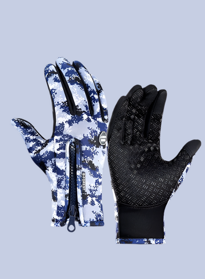 Winter Touchscreen Motorcycle Gloves – Waterproof & Fleece-Lined Camouflage Blue Infinite Avenue