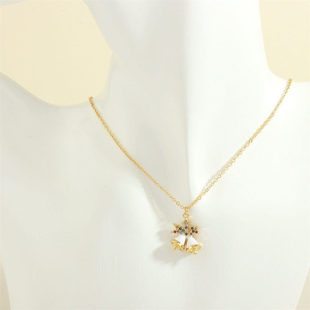 Christmas Tree & Santa Necklace – Rhinestone Clavicle Chain for Women NE2089 G Infinite Avenue