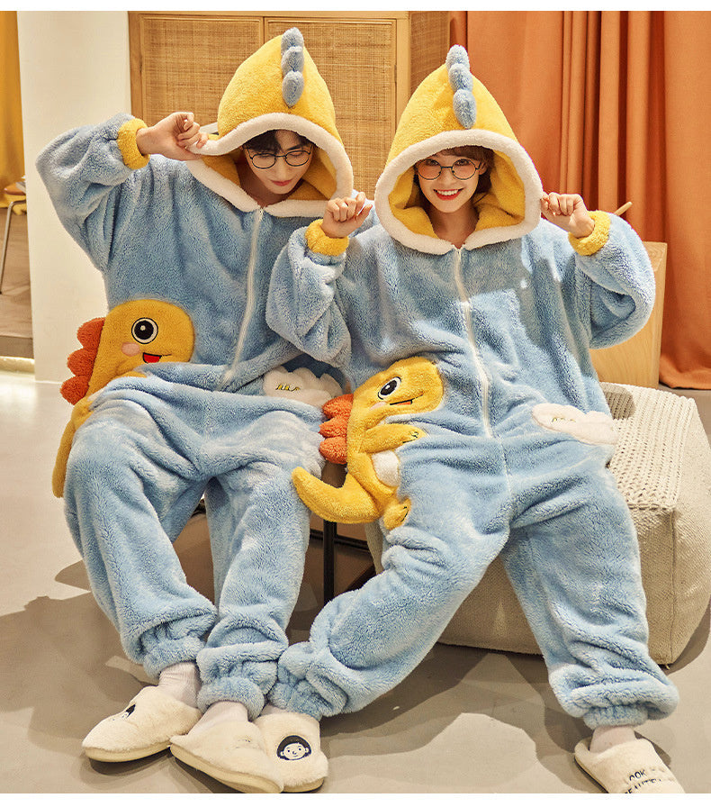 Cute Cartoon One-Piece Pajamas – Plush Winter Home Wear Infinite Avenue