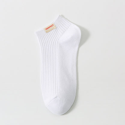 Men's Solid Color Calibration Socks – Double Needle Cotton White Free Size Infinite Avenue