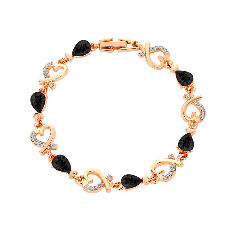 Hollow Love Bracelet With Rhinestones Fashion Temperament Heart-shaped Bracelet For Valentine's Day Gift Jewelry Style5 Infinite Avenue