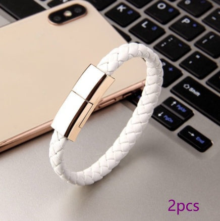 New Bracelet Charger USB Charging Cable Data Charging Cord For IPhone14 13 Max USB C Cable For Phone Micro Cable White 2pcs Infinite Avenue