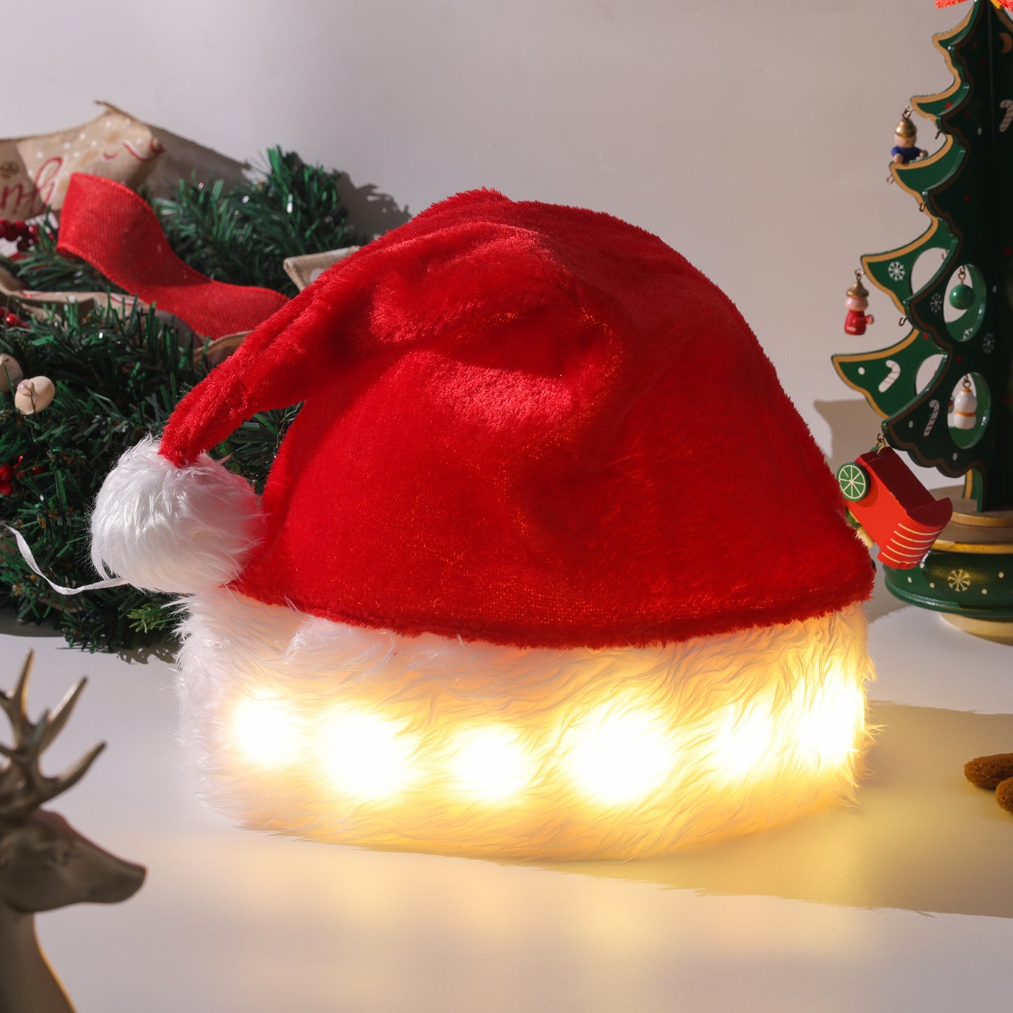 LED Santa Hat – Plush Luminous Holiday Accessory Infinite Avenue