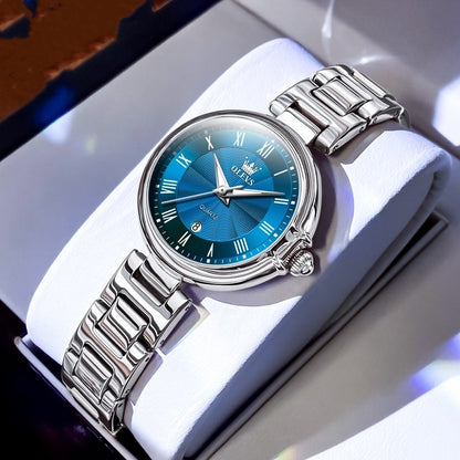 Scale Quartz Luminous Waterproof Sheet Calendar Women's Watch Natural Blue Infinite Avenue