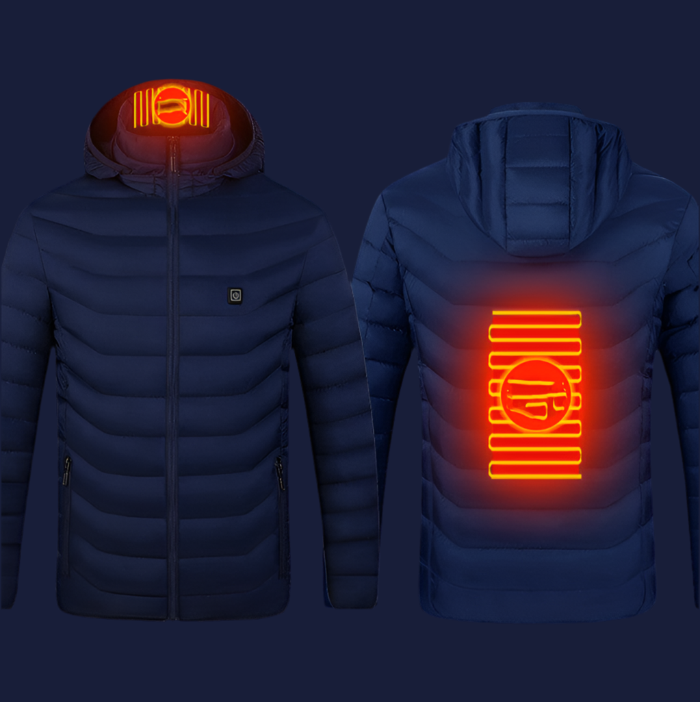 Men’s USB Heated Jacket – Thermal Cotton Coat for Winter Blue Zone2 Infinite Avenue