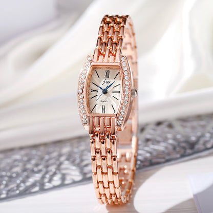 Women's Bucket-shaped Square Fashion Watch Fashion Jewelry Gold Strap White Noodles Infinite Avenue