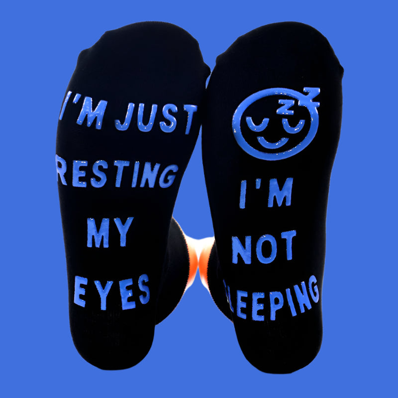 Creative Foot Letter Non-Slip Knee-High Sports Socks Round Face Blue Tape Tab Free Size Infinite Avenue