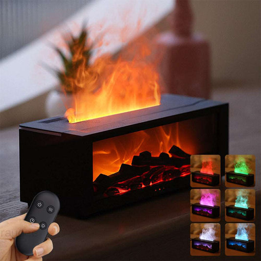 New Flame Aromatherapy Machine Colorful Essential Oil Diffuser Home Large Fog Volume Flame Humidifier 3D Flame Fireplace Machine Infinite Avenue