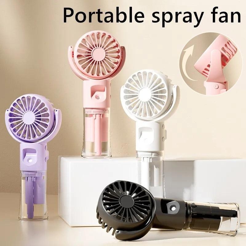 Portable 4-Speed Mist Fan: Handheld USB Rechargeable Summer Cooler - Infinite Avenue