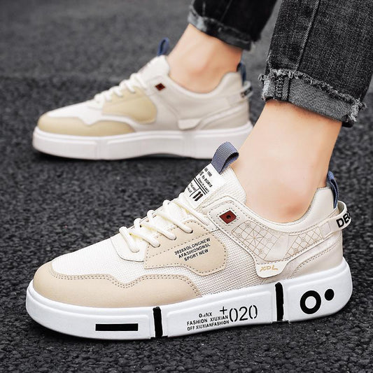 Men's Simple Casual Sports Student Board Shoes Beige Infinite Avenue