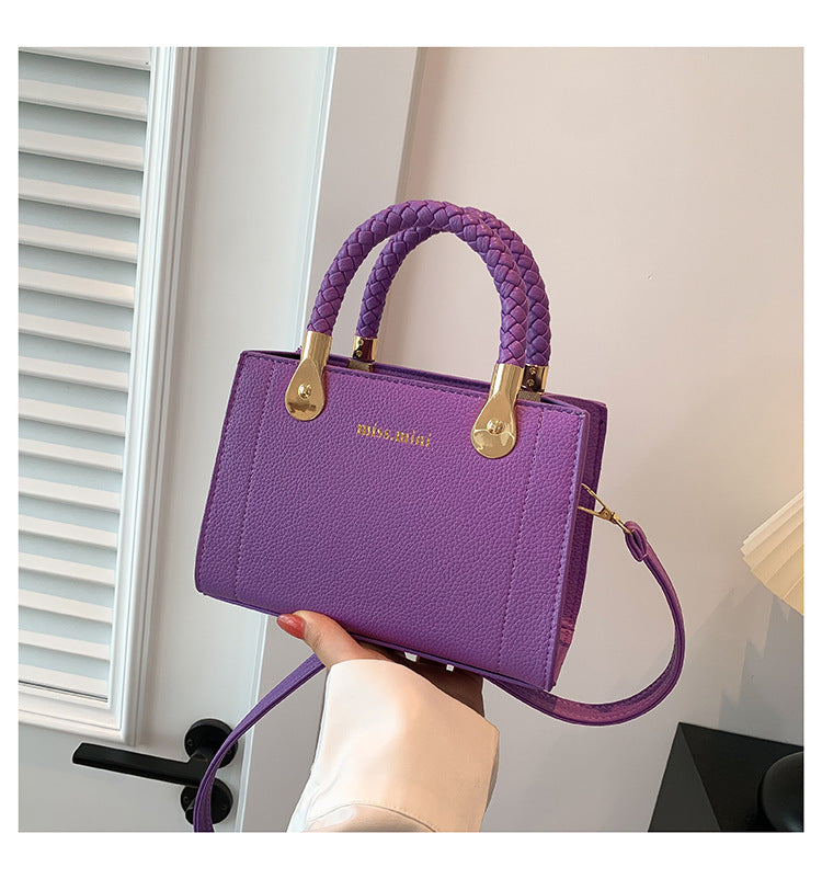 Women's Bag Trendy Fashion Ins Lychee Pattern Portable Purple Infinite Avenue