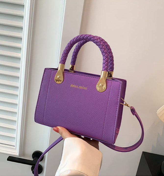 Women's Trendy Portable Bag – Fashionable Lychee Pattern Purple Infinite Avenue