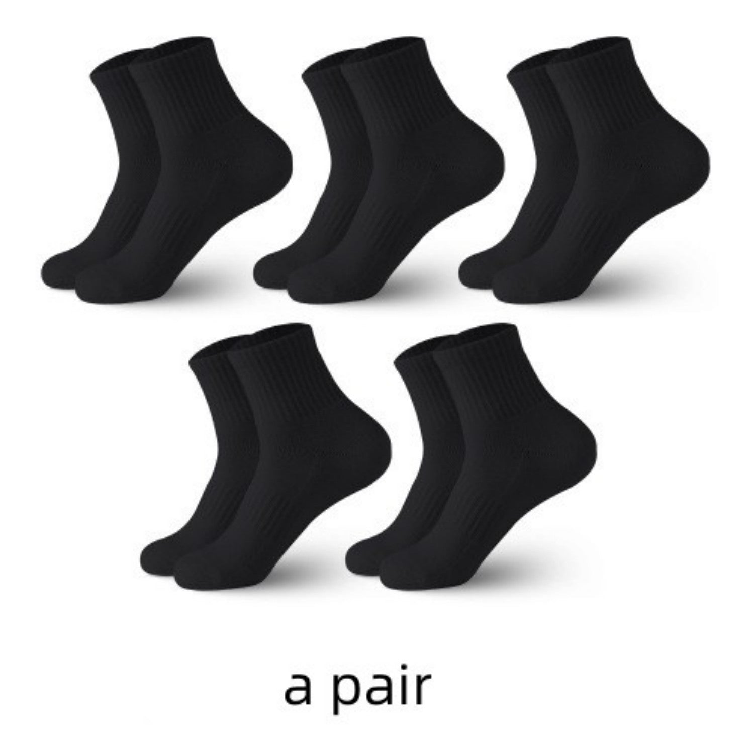 High Cylinder Cotton Mid-Tube Solid Color Socks Middle Tube Socks Black Free Size Infinite Avenue