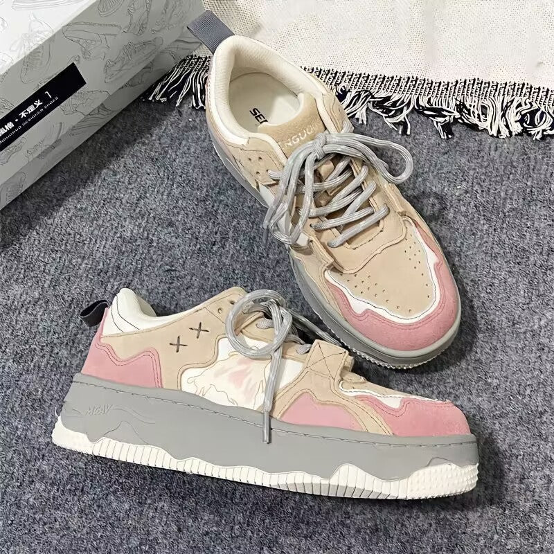 Retro Student Sneakers For Women Pink Infinite Avenue