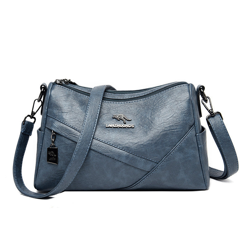 New Fashion Soft Leather Shoulder Large-capacity Crossbody Bag Lake Blue Infinite Avenue