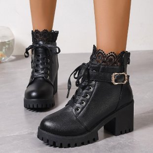 Fall Winter Fashion Korean Style Plus Size Short Boots Women Black Infinite Avenue