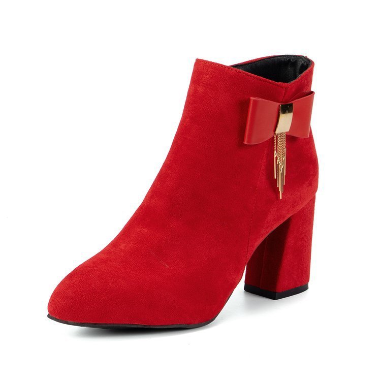 New Festive Chunky Heel Side Zipper Boots Infinite Avenue