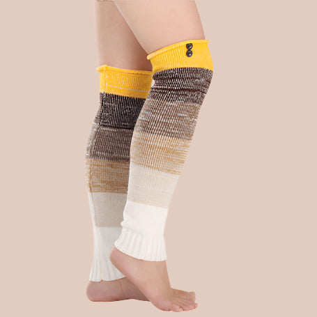 Multicolor Striped Long Wool Knee Socks – Warm & Cozy Yellow Free Size Infinite Avenue